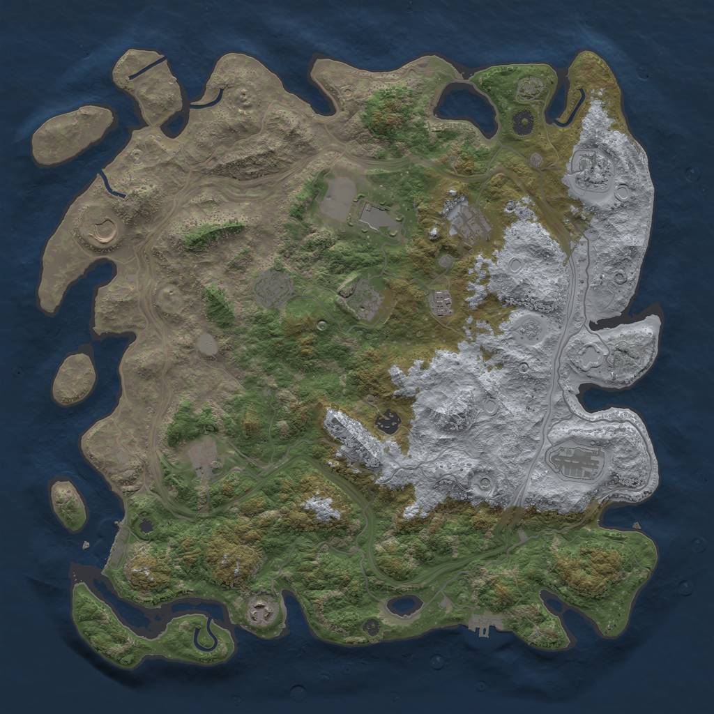 Rust Map: Procedural Map, Size: 4500, Seed: 704568158, 19 Monuments