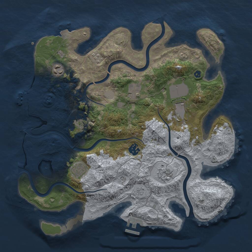 Rust Map: Procedural Map, Size: 3500, Seed: 1377661669, 14 Monuments