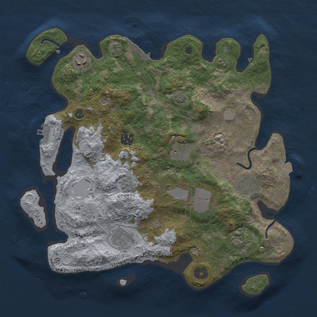 Rust Map: Procedural Map, Size: 3500, Seed: 1657653939, 16 Monuments