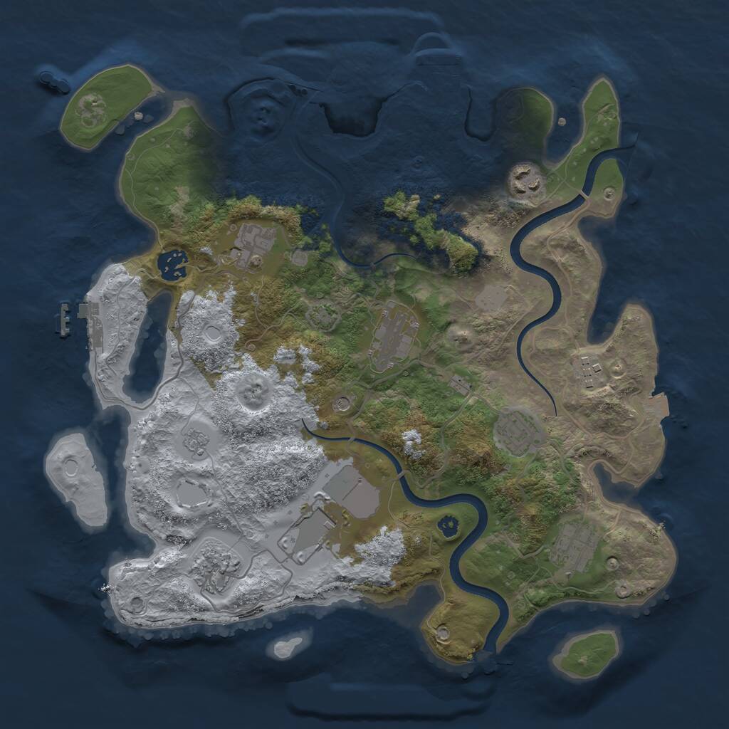Rust Map: Procedural Map, Size: 3500, Seed: 1657653939, 15 Monuments