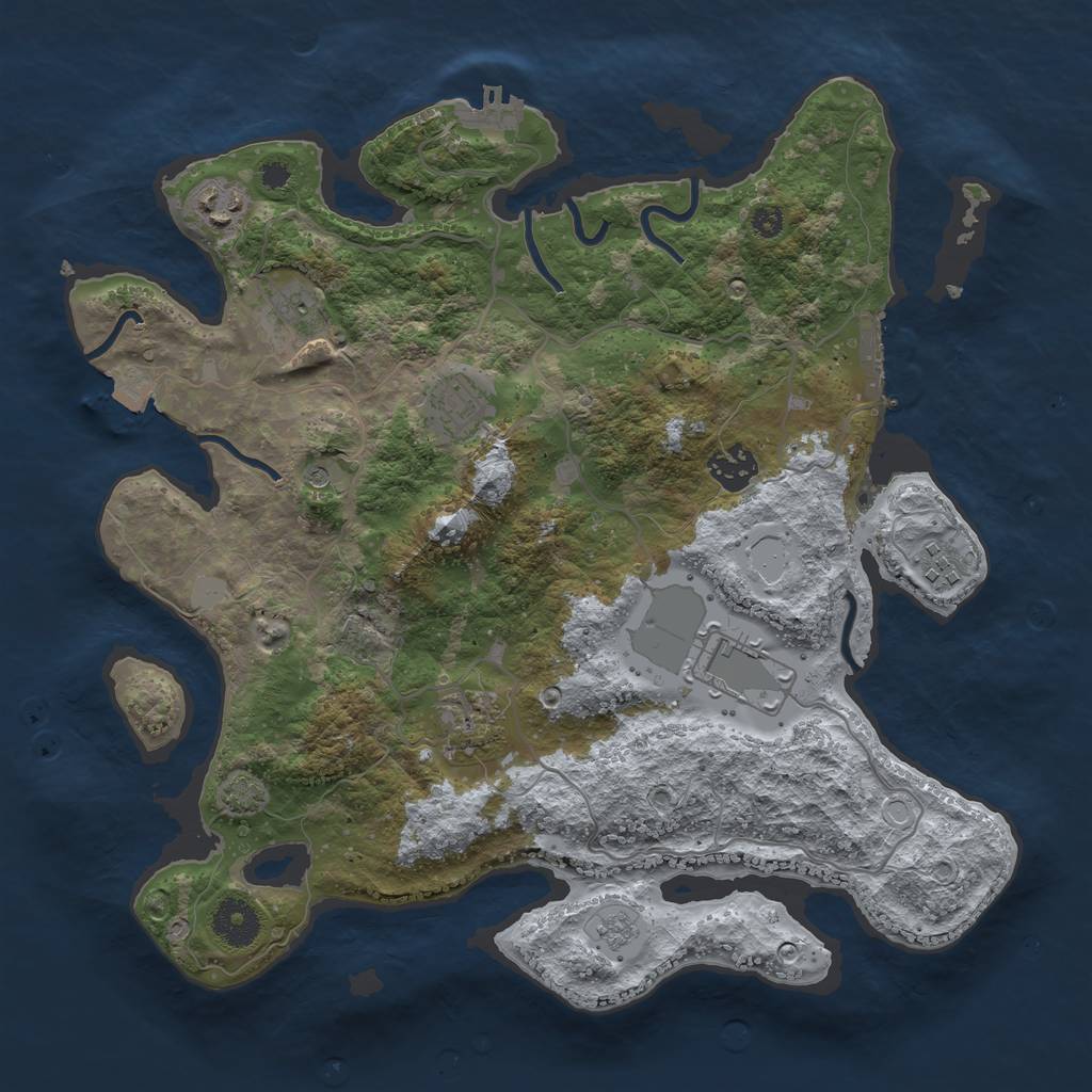 Rust Map: Procedural Map, Size: 3500, Seed: 585952, 15 Monuments