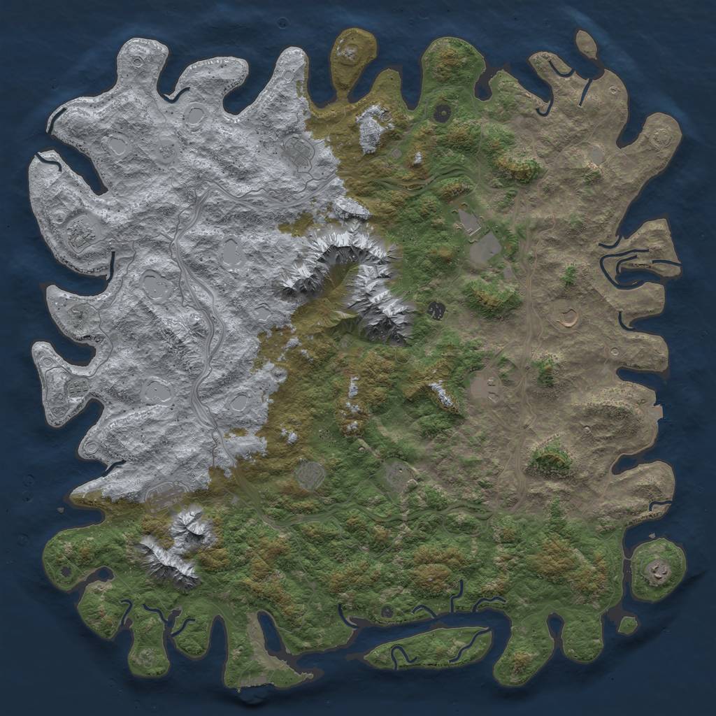 Rust Map: Procedural Map, Size: 6000, Seed: 814720421, 18 Monuments