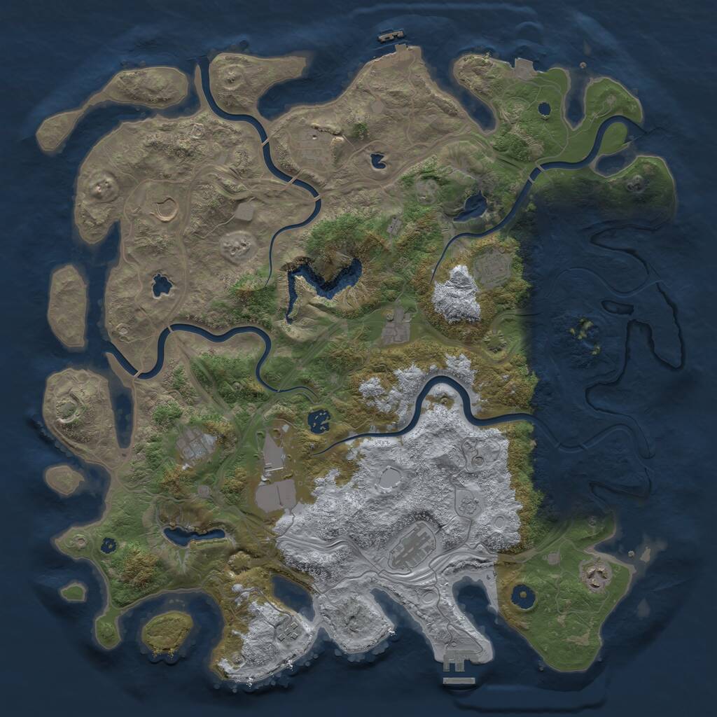 Rust Map: Procedural Map, Size: 4550, Seed: 666, 16 Monuments