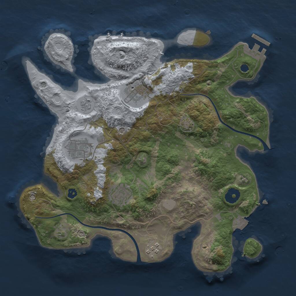 Rust Map: Procedural Map, Size: 3000, Seed: 2131638434, 9 Monuments