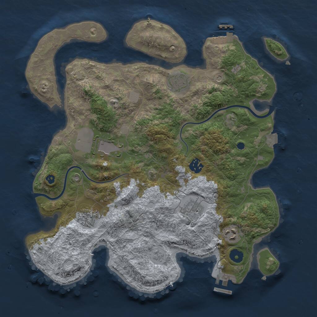 Rust Map: Procedural Map, Size: 3500, Seed: 1074636963, 12 Monuments