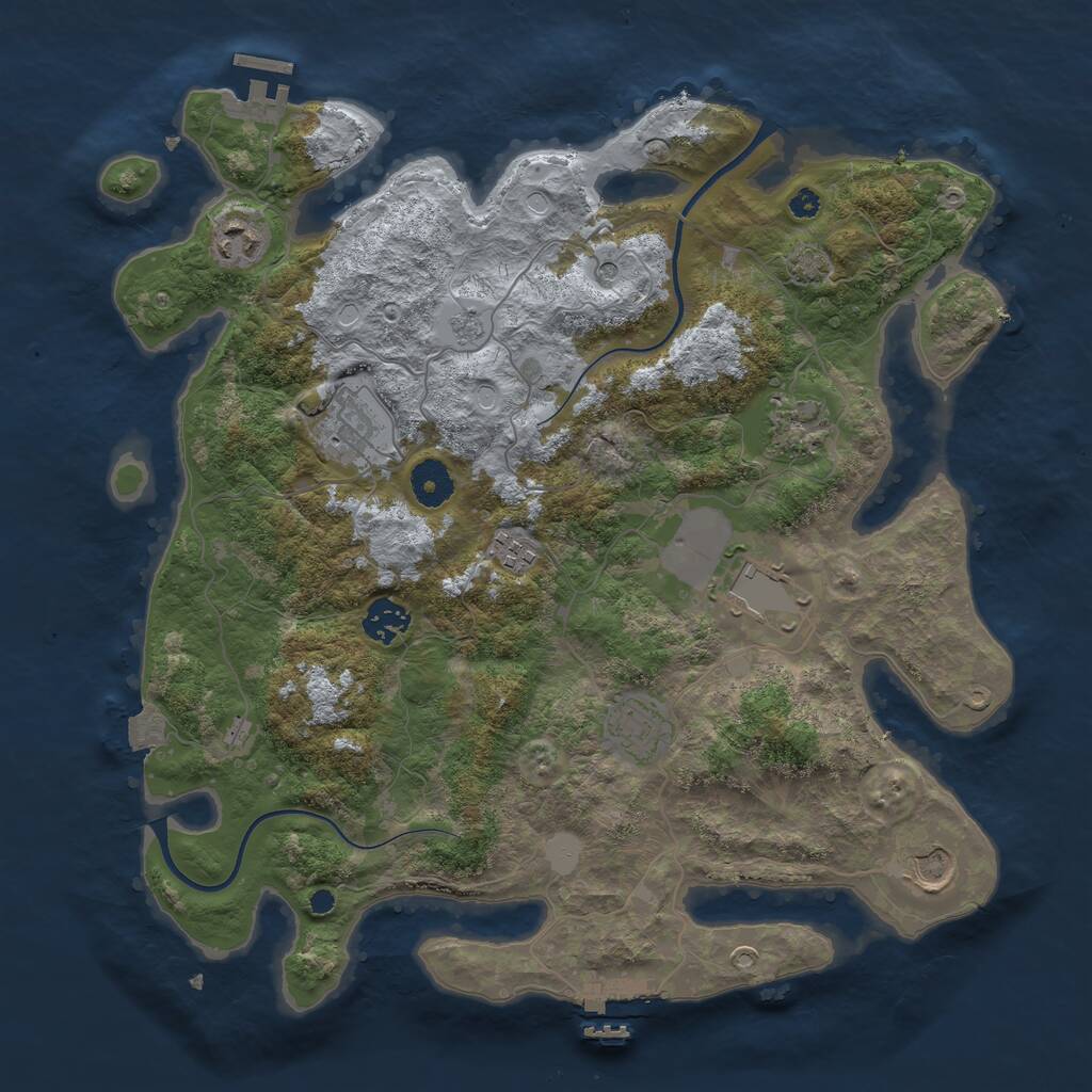 Rust Map: Procedural Map, Size: 3700, Seed: 1773235563, 14 Monuments