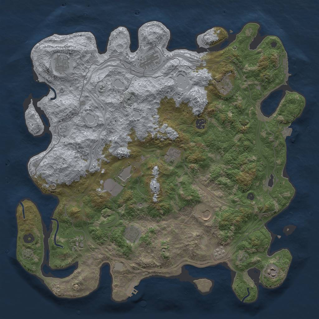 Rust Map: Procedural Map, Size: 4500, Seed: 6677773, 19 Monuments