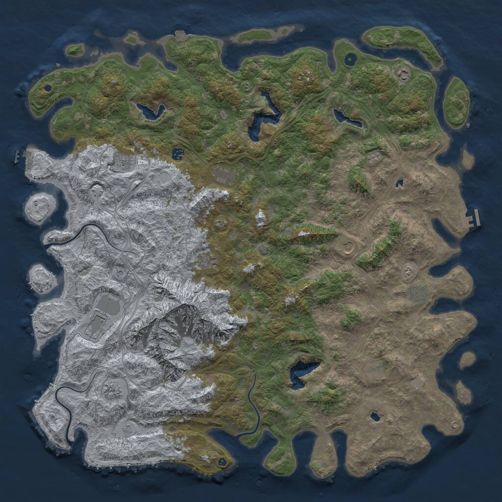 Rust Map: Procedural Map, Size: 6000, Seed: 6005820, 17 Monuments