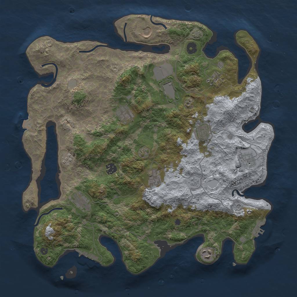 Rust Map: Procedural Map, Size: 4000, Seed: 1125453335, 19 Monuments