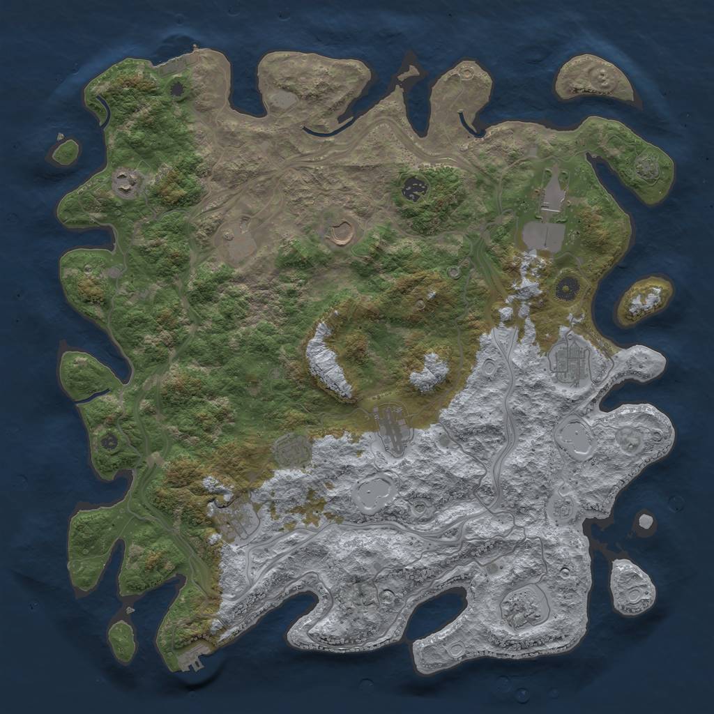 Rust Map: Procedural Map, Size: 4500, Seed: 2070770172, 18 Monuments