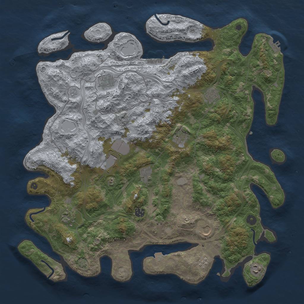Rust Map: Procedural Map, Size: 4500, Seed: 609745800, 18 Monuments
