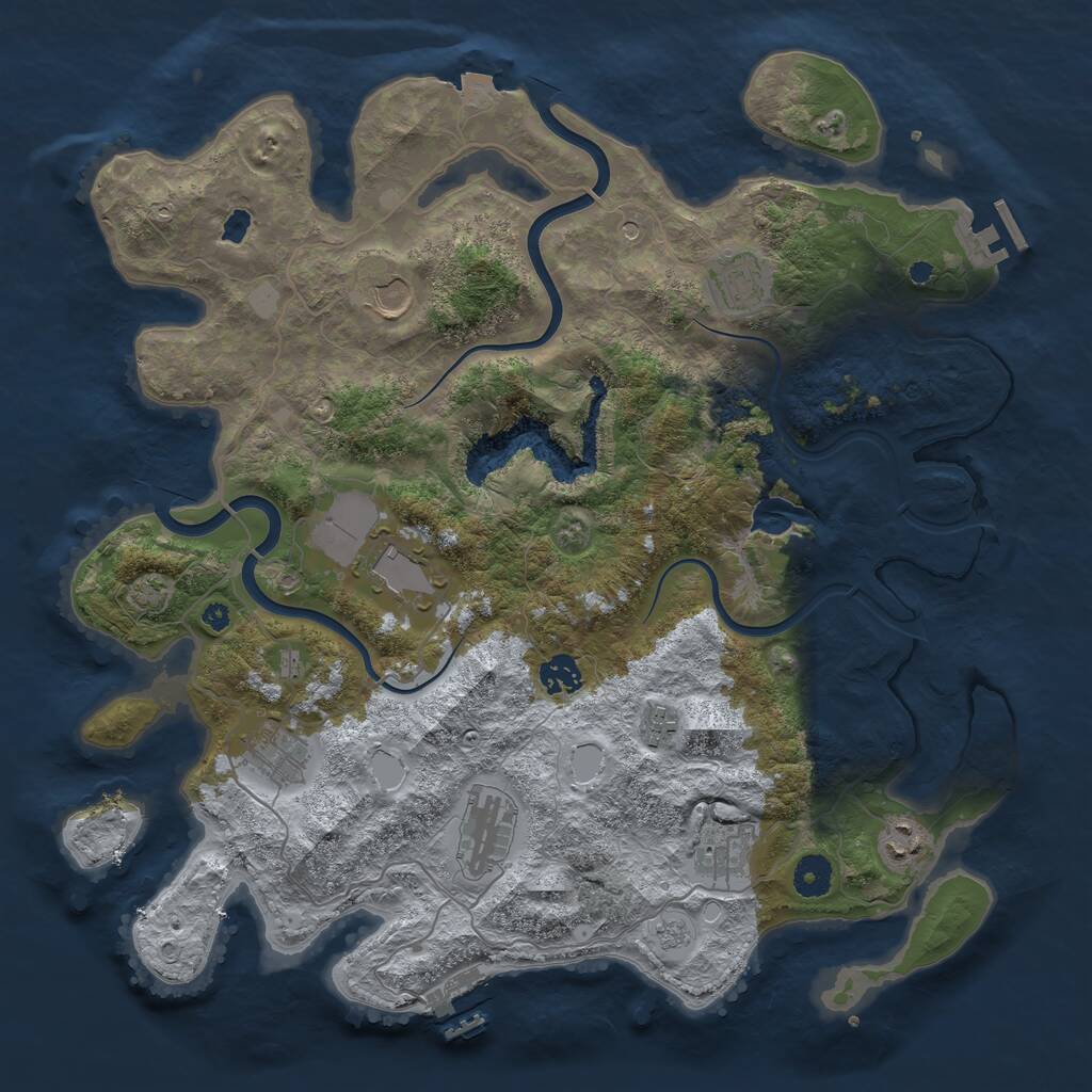 Rust Map: Procedural Map, Size: 4000, Seed: 1951396027, 15 Monuments
