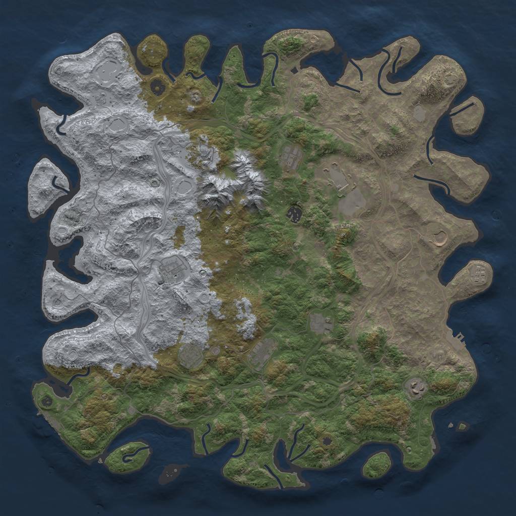 Rust Map: Procedural Map, Size: 5000, Seed: 84061, 19 Monuments