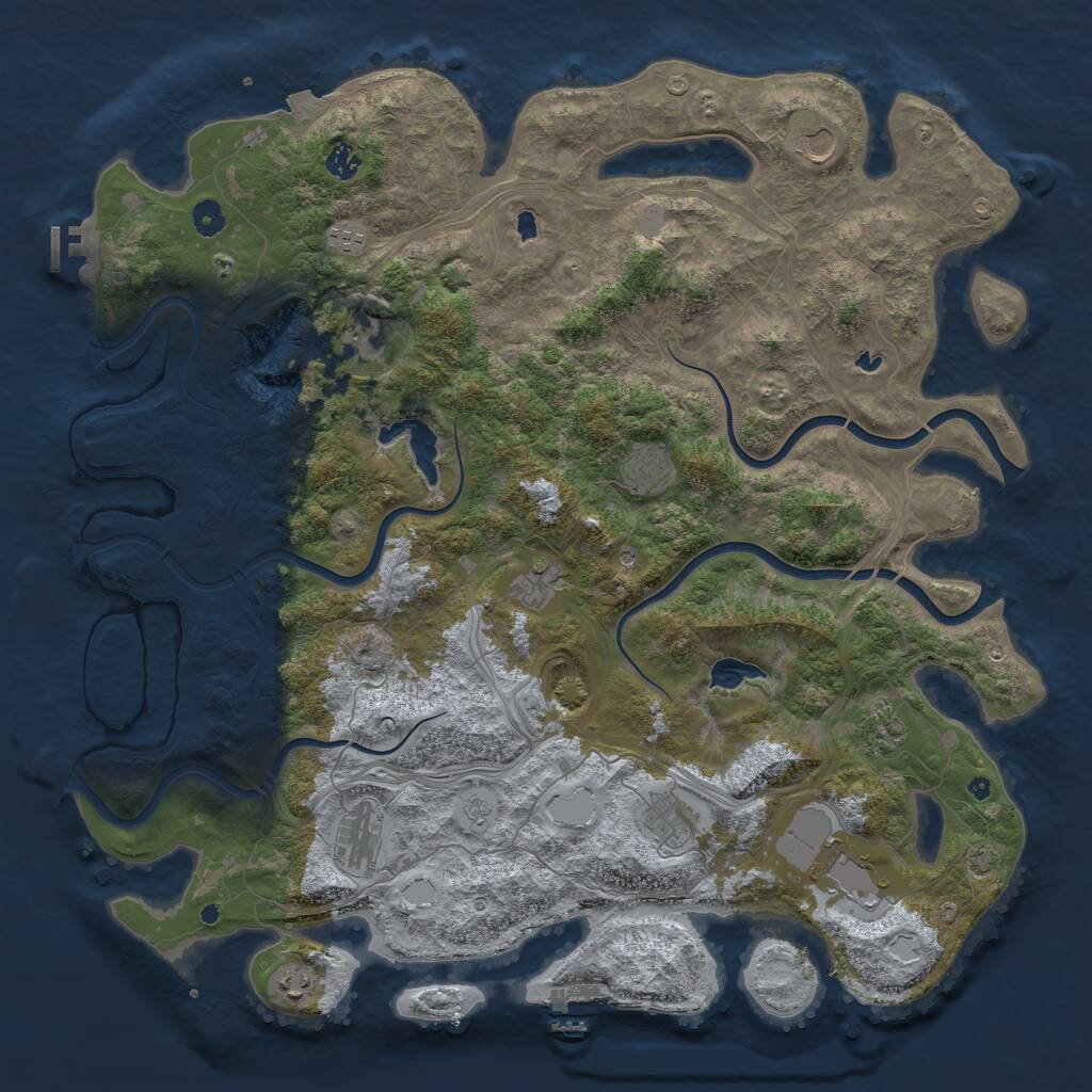 Rust Map: Procedural Map, Size: 4800, Seed: 1030355766, 17 Monuments