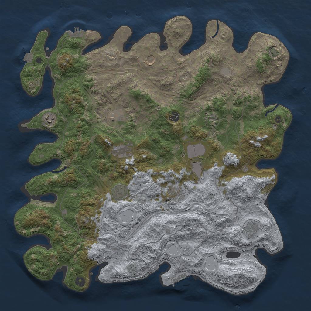 Rust Map: Procedural Map, Size: 4500, Seed: 251911291, 19 Monuments