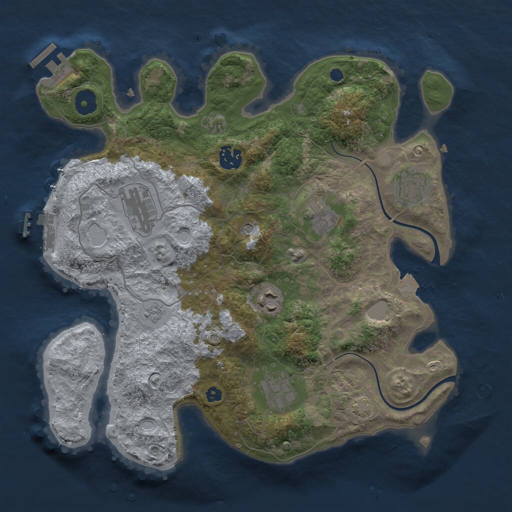 Rust Map: Procedural Map, Size: 3250, Seed: 839022, 12 Monuments