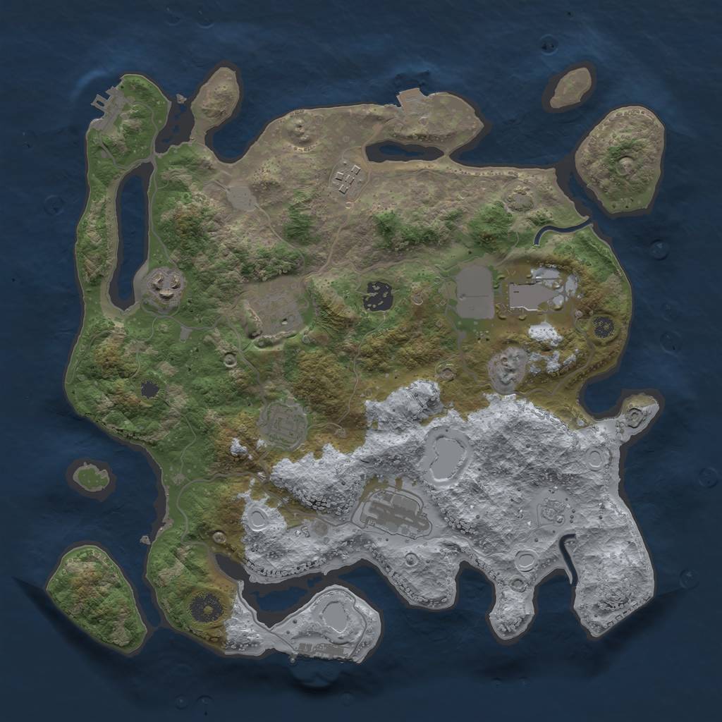 Rust Map: Procedural Map, Size: 3500, Seed: 867837154, 14 Monuments