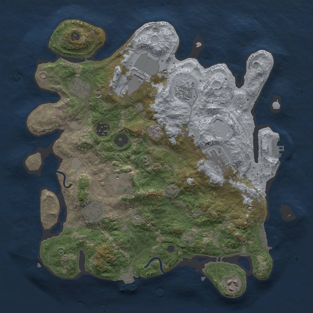 Rust Map: Procedural Map, Size: 3500, Seed: 842089216, 17 Monuments