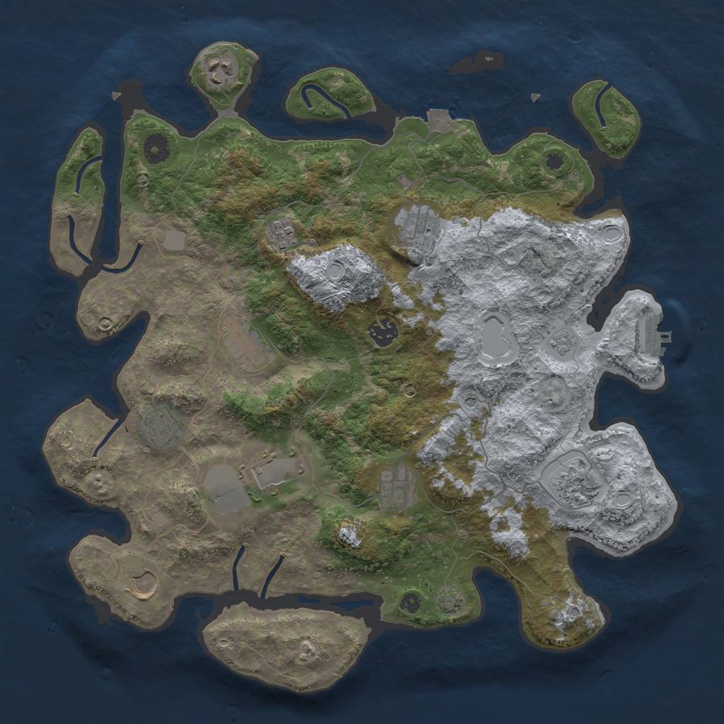 Rust Map: Procedural Map, Size: 3835, Seed: 294460650, 17 Monuments