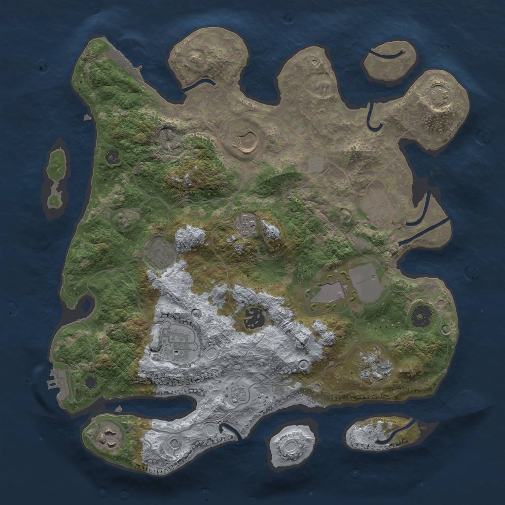 Rust Map: Procedural Map, Size: 3500, Seed: 2054725001, 17 Monuments