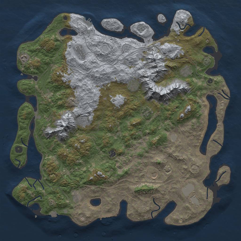 Rust Map: Procedural Map, Size: 5000, Seed: 1967, 19 Monuments