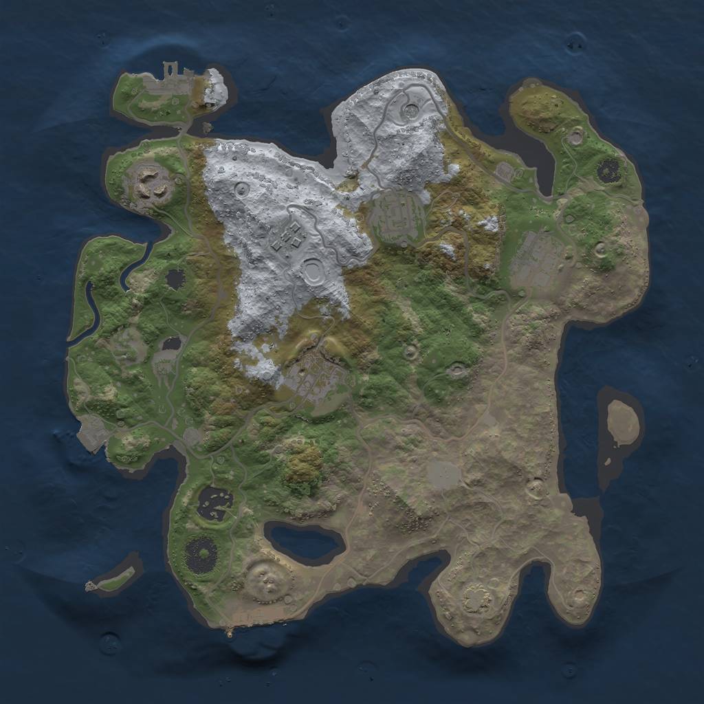 Rust Map: Procedural Map, Size: 3000, Seed: 492657, 13 Monuments