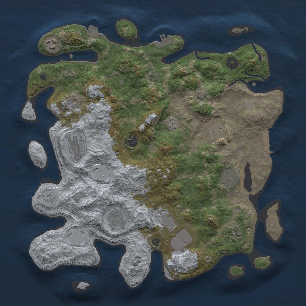 Rust Map: Procedural Map, Size: 3700, Seed: 438947424, 17 Monuments