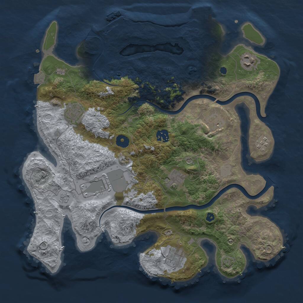 Rust Map: Procedural Map, Size: 3500, Seed: 684540689, 14 Monuments