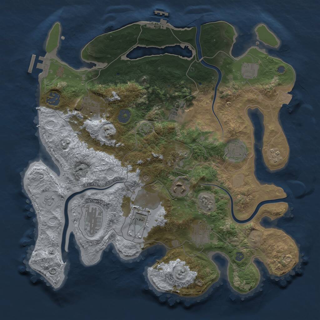 Rust Map: Procedural Map, Size: 3500, Seed: 684540689, 18 Monuments
