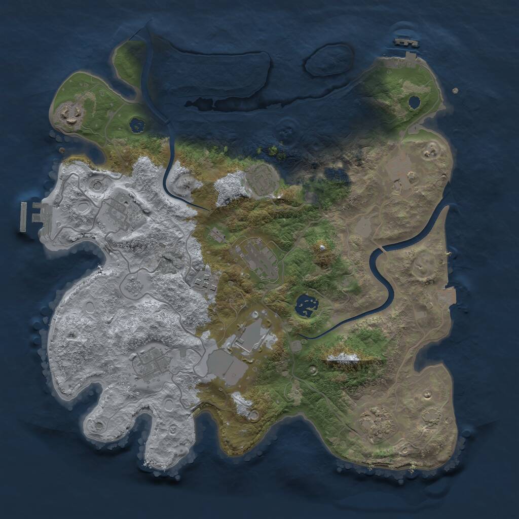 Rust Map: Procedural Map, Size: 3500, Seed: 42022239, 16 Monuments