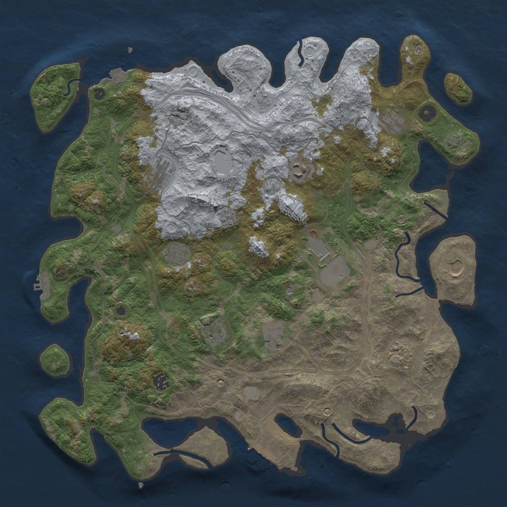 Rust Map: Procedural Map, Size: 4500, Seed: 1722985770, 19 Monuments