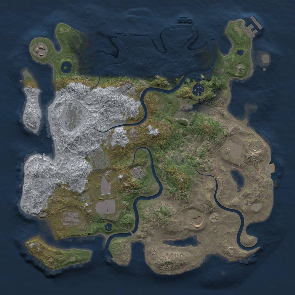 Rust Map: Procedural Map, Size: 3800, Seed: 597939260, 16 Monuments
