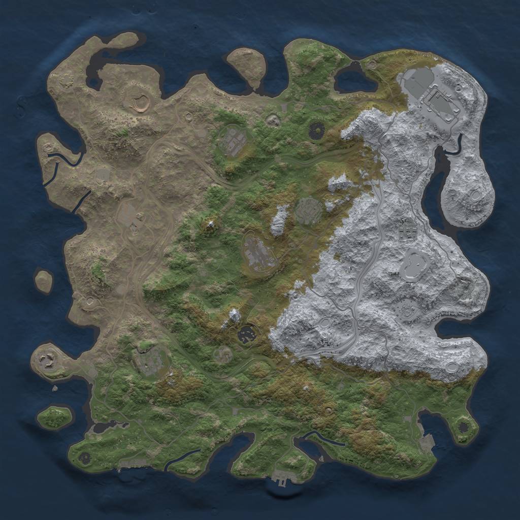 Rust Map: Procedural Map, Size: 4500, Seed: 1644345334, 18 Monuments