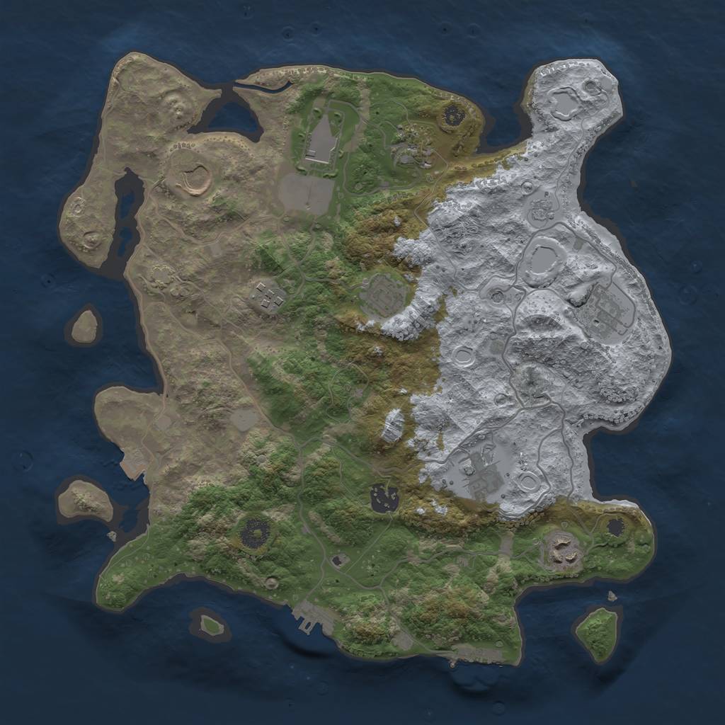 Rust Map: Procedural Map, Size: 3600, Seed: 93, 17 Monuments