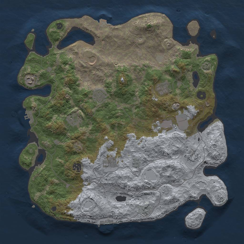 Rust Map: Procedural Map, Size: 4000, Seed: 469916582, 18 Monuments