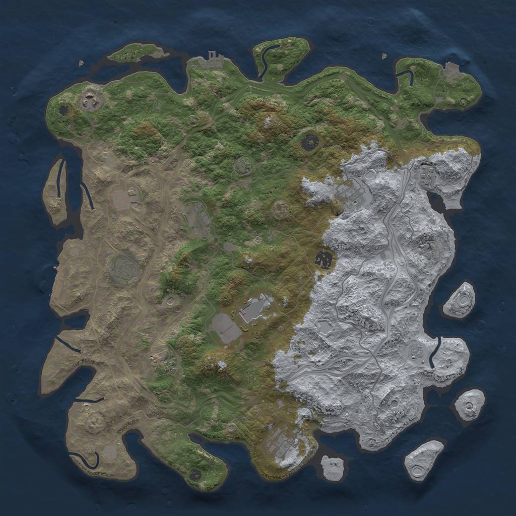 Rust Map: Procedural Map, Size: 4400, Seed: 77328677, 18 Monuments
