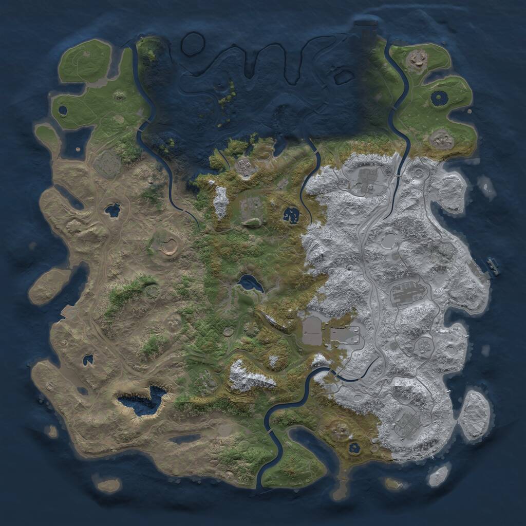 Rust Map: Procedural Map, Size: 4800, Seed: 6435678, 17 Monuments