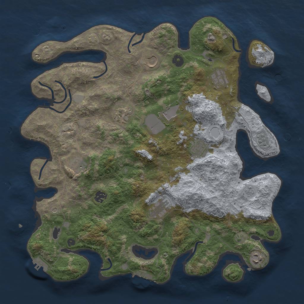 Rust Map: Procedural Map, Size: 3950, Seed: 1791289256, 18 Monuments