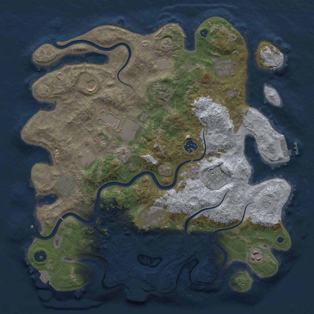 Rust Map: Procedural Map, Size: 3950, Seed: 1791289256, 17 Monuments