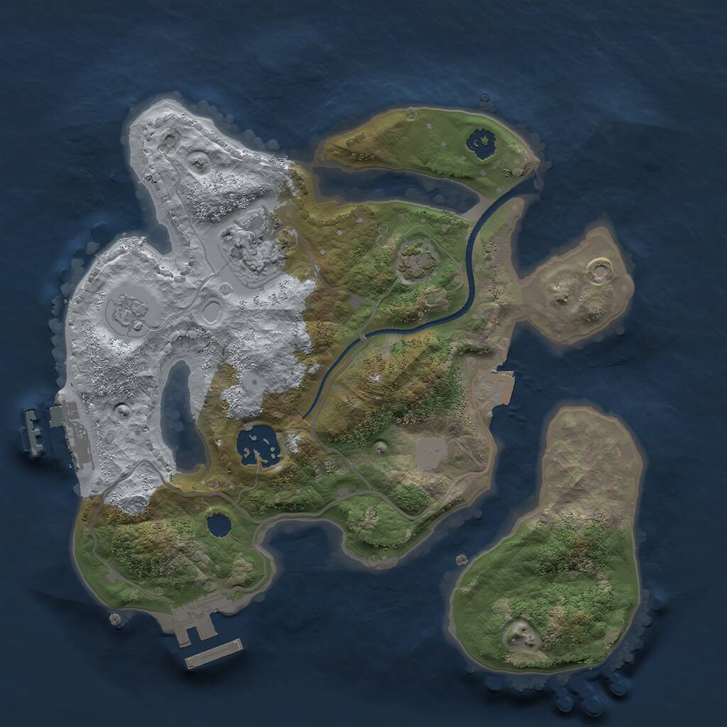 Rust Map: Procedural Map, Size: 2500, Seed: 889256396, 7 Monuments