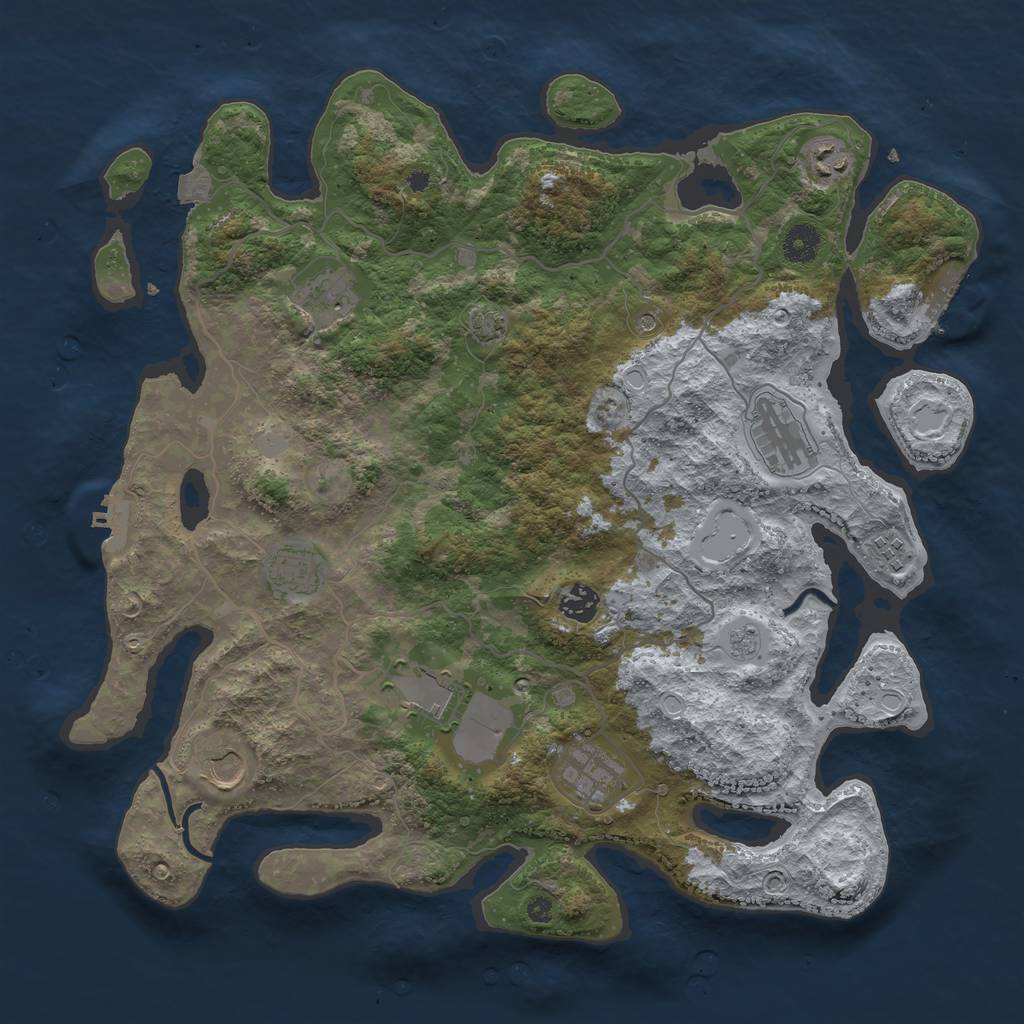 Rust Map: Procedural Map, Size: 4000, Seed: 895714145, 17 Monuments