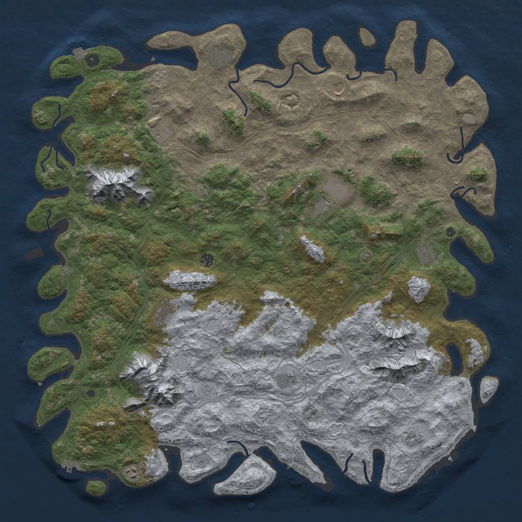 Rust Map: Procedural Map, Size: 6000, Seed: 9292013, 19 Monuments