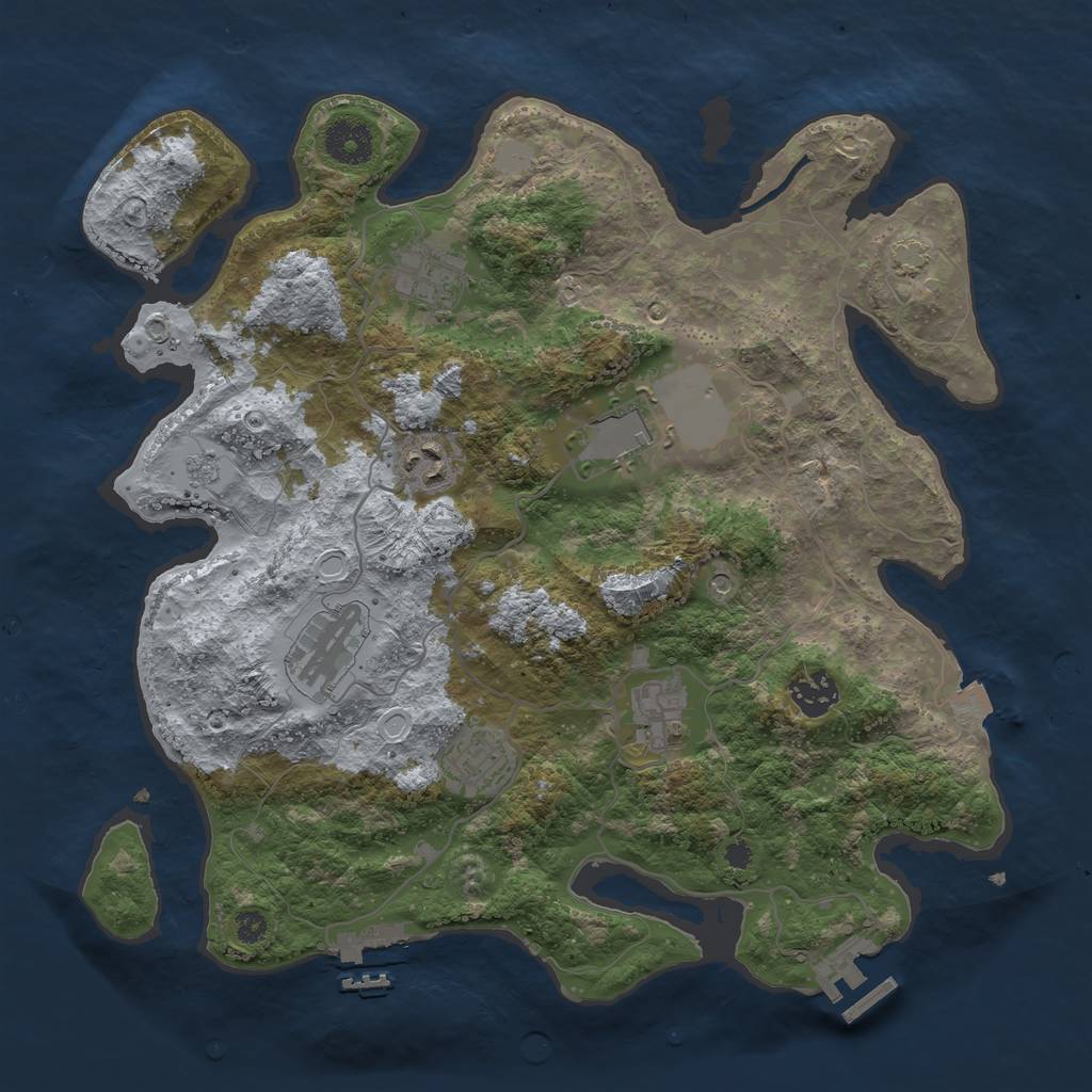 Rust Map: Procedural Map, Size: 3500, Seed: 19463377, 15 Monuments