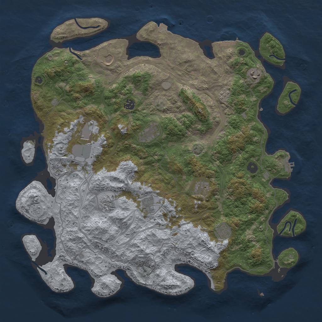 Rust Map: Procedural Map, Size: 4500, Seed: 440416308, 18 Monuments