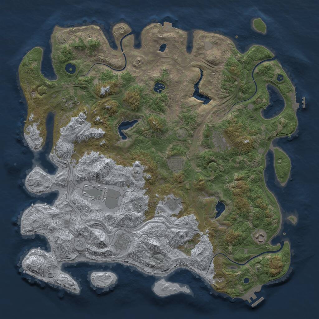 Rust Map: Procedural Map, Size: 4500, Seed: 1340094369, 15 Monuments