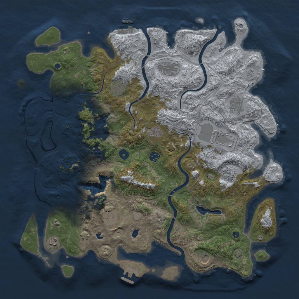 Rust Map: Procedural Map, Size: 4500, Seed: 1367198919, 17 Monuments