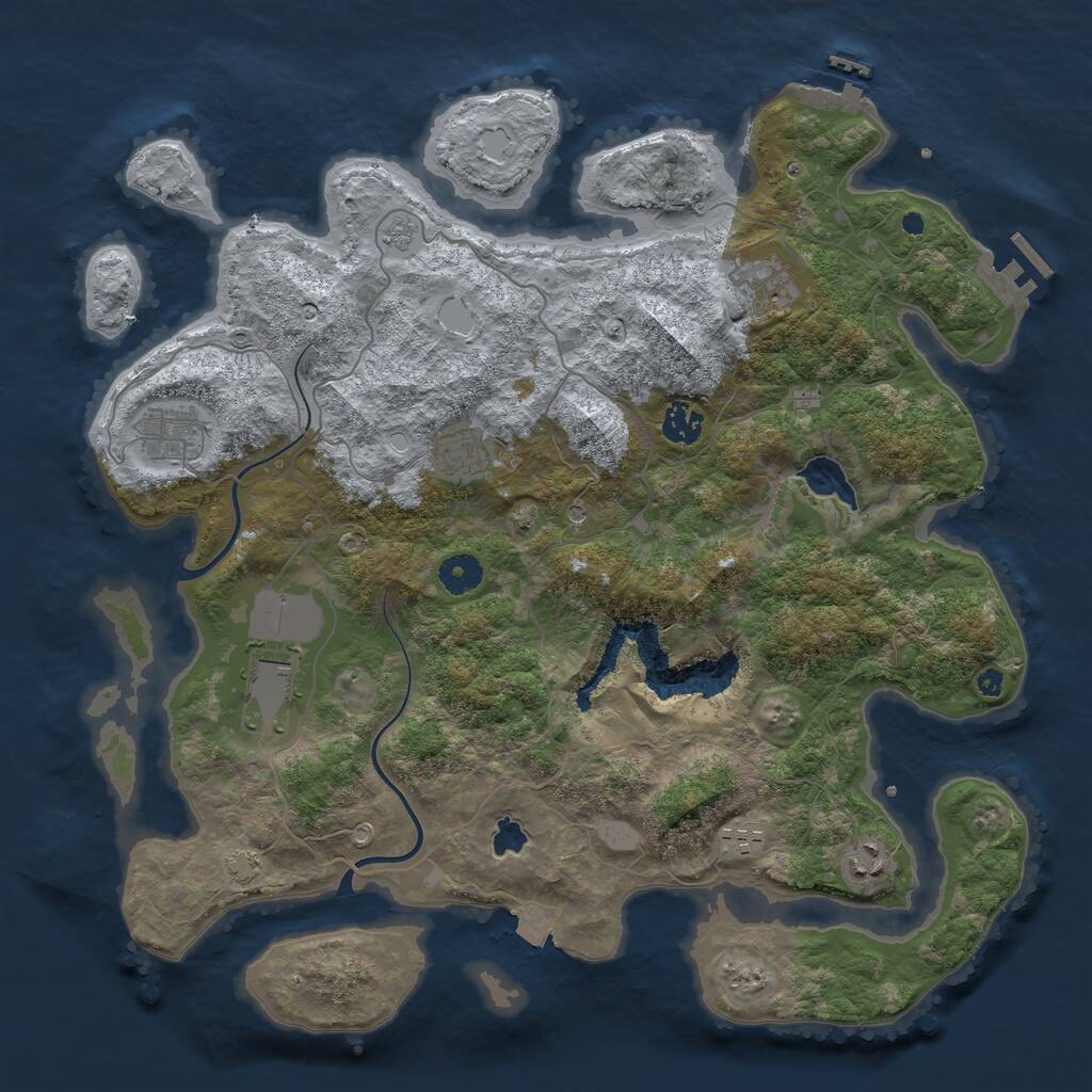 Rust Map: Procedural Map, Size: 4000, Seed: 1865936379, 13 Monuments