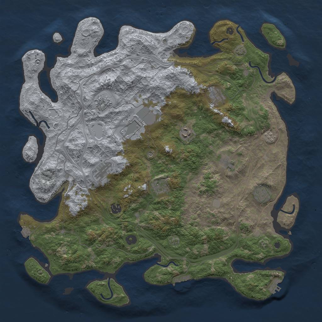 Rust Map: Procedural Map, Size: 4500, Seed: 1412480661, 18 Monuments