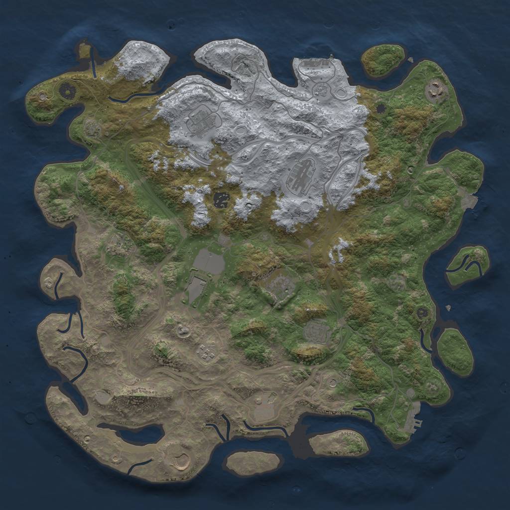 Rust Map: Procedural Map, Size: 4500, Seed: 561925717, 19 Monuments