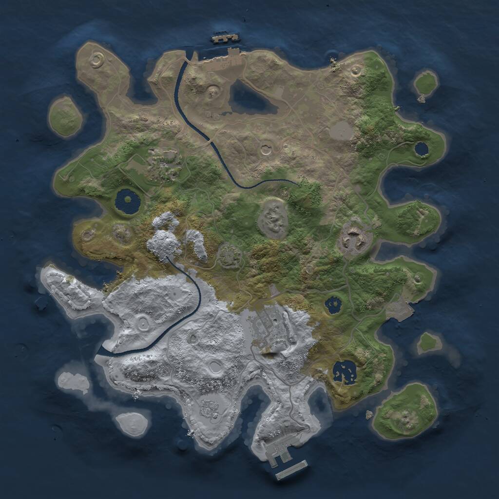 Rust Map: Procedural Map, Size: 3000, Seed: 1081898064, 10 Monuments